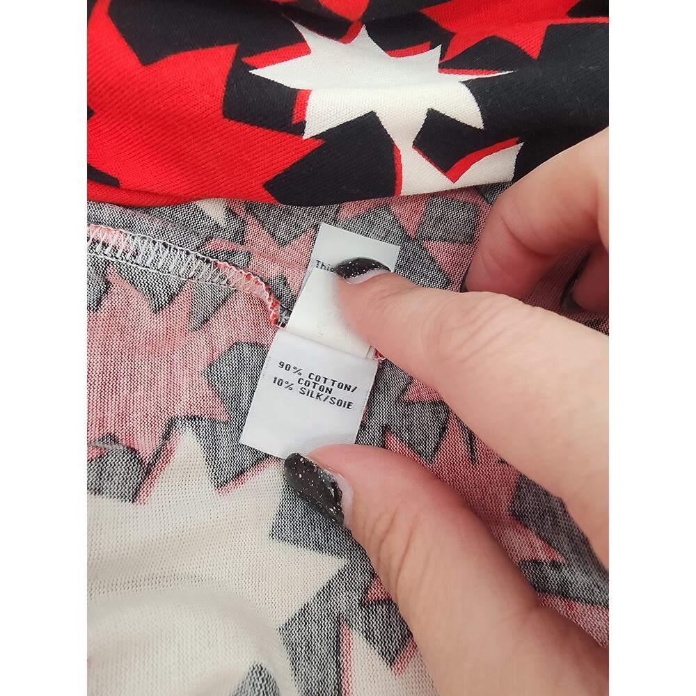 Diane Von Furstenberg Red Black White Star-Print Wrap Midi Dress - Picture 9 of 12